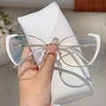 Occhiali anti-luce blu cat-eye alla moda con montatura in metallo dorato e bianco - Montatura Oro Bianco Lente Trasparente