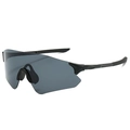 Matte black cycling sunglasses with full wrap grey lenses for outdoor sports - Black Frame Grey Lens