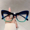 Cat eye glasses featuring blue and mint green gradient frames for women style - Blue and Green Bicolor Frame Clear Lens