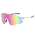 Pink sports sunglasses with rainbow gradient lenses for cycling and outdoor hiking - Pink Mirrored Pink Frame