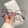Montatura occhiali cat-eye elegante con sfumatura argento viola e cerniere a molla - Montatura Viola Rosso Argento Terminale Viola