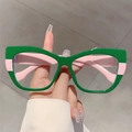 Gafas de ojo de gato verde oscuro con detalles rosa y lentes contra la luz azul - Marco Verde Rosa Patillas Rosas