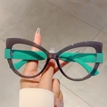 Montatura occhiali cat-eye con sfumatura grigio viola e stanghette verde brillante - Montatura Grigio Gelatina Stanghette Verdi