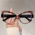 Cat eye glasses in coffee marble and transparent purple gradient finish for women - Purple Striped Upper Transparent Purple Lower Frame Black Legs
