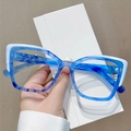 Montura de gafas de ojo de gato con patrón de mármol azul y blanco y estilo retro - Montura Marmoleada Azul (Lente Clara)