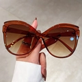 Gafas de sol de mariposa cat-eye extragrandes con montura translúcida y lentes marrones degradadas - Montura Té Lente Té Degradado