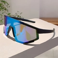 Lunettes de soleil de sport à miroir bleu et monture noire mate pour le cyclisme - Monture Noire Verre Miroir Vert