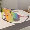 Outdoor sports cycling sunglasses with multi-color mirror lens and pink grey frame - Pink / Pink Mercury