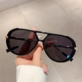 Occhiali da sole aviator retrò con montatura nera e lenti grigio scuro stile vintage - Montatura Nera Lenti Grigie
