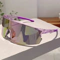 Outdoor-Sport-Radbrille mit lila Rahmen und bunten Regenbogen-verspiegelten Gläsern - Transparent Lilaner Rahmen Lila Verspiegelt