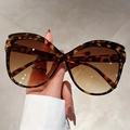 Gafas de sol mariposa extragrandes de resina de carey con cristales de color marrón degradado - Montura de Leopardo Lentes Marrones Degradadas