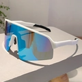 White Frame Blue Mirrored Lens