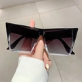Oversize square sunglasses featuring black to clear gradient frame and gray lenses - Black Transparent Frame Grey Lens