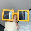 Gafas de sol cuadradas hip-hop con montura amarillo brillante y lentes oscuras - Montura Amarilla Lente Gris Plata
