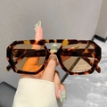 Gafas de sol retro de doble puente con montura de carey y lentes de color marrón - Carey Lente Té Claro
