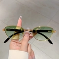 Vintage oval sunglasses with gold metal frame and green gradient lenses for sun protection - Gold Frame Gradient Green Lens Black Temples