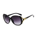 Women's oversized black sunglasses with purple gradient lenses and gold metal accents - Black with Fox Emblem