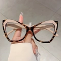 Occhiali anti-luce blu cat-eye retrò con montatura bicolore a righe oversize - Montatura a Righe Giallo Chiaro & Rosa Lenti Trasparenti