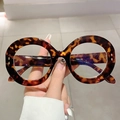 Retro übergroße runde Blaulichtfilter Brille mit klassischem Schildpatt-Finish - Schildpatt-Rahmen / Klare Linse