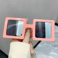 Gafas de sol hip hop con montura cuadrada rosa y lentes grises anti-UV - Montura Rosa Lente Gris Plata
