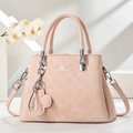 Sac à main rose gaufré avec bandoulière réglable et pendentif floral élégant pour femme - Rose