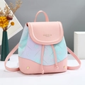 Mini mochila chic rosa para mujer con degradado macaron y detalles florales finos - Rosa