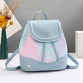 Mini mochila degradada con flores en cuero PU azul y rosa para mujeres modernas - Azul