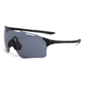 Outdoor sports sunglasses with matte black frame and dark grey UV protective lenses - Black Grey Lens (Black Legs)