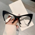 Detail of trendy cat-eye glasses showing black frames and contrasting white temples - Black Frame White Temples