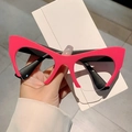 Occhiali cat-eye vintage con montatura a metà rosa rossa e stanghette nere alla moda - Montatura Rosso Rosa Aste Nere