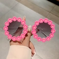 Occhiali da sole rosa a forma di margherita per bambini con lenti grigie rotonde - Rosa Rossa