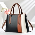 Sac à main chic en patchwork noir marron et crème avec une bandoulière amovible - Noir Style 1