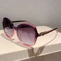 Detail of gradient purple frames with luxury gold metal chain hollow temples - Purple Gradient Frame Grey Lens