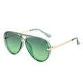 Gafas de sol aviador de gran tamaño con lentes degradadas verdes y montura metálica oro - Montura Verde / Lentes Verdes