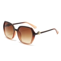 Vintage Damen Sonnenbrille im Oversize-Look mit Farbverlauf in Braun und Strass-Verzierung - Verlauf Braun