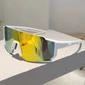 Lunettes de cyclisme blanches avec verres dégradés colorés et branches ajourées de sport - Monture Blanche Verres Miroir Or
