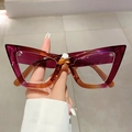 Fashionable cat-eye blue light blocking glasses with purple gradient oversized frame - Purple Frame Clear Lens