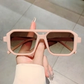 Pink geometric frame sunglasses with gradient lenses for women stylish vintage eyewear - Pink Frame Gradient Tea Lens