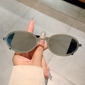 Gafas de sol ovaladas plateadas con purpurina y cristales gris oscuro para mujer - Montura Plateada Lente Espejo Plateado