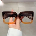 Occhiali quadrati anti-luce blu con montatura sfumata marrone e tartarugata moda - Sfumato Tè Scuro a Arancione