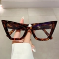 Handheld view of oversized tortoiseshell cat-eye glasses with anti-blue light lenses - Tortoise Frame Clear Lens
