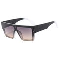 Square oversized sunglasses in glossy black with purple gradient lenses and white accents - Gradient Black Frame Grey Tea Lens