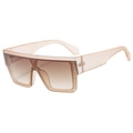 Square oversized sunglasses in light champagne translucent frame with brown gradient lenses - Champagne Frame Gradient Brown Lens