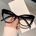 Cat eye blue light glasses with black frames and chic minimalist aesthetic - Black Frame Clear Lens