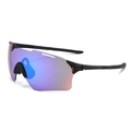 Gafas de sol deportivas con lentes degradadas de colores y montura negra - Lentes de Espejo Azules (Patas Negras)