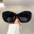Schicke Oversize-Sonnenbrille im Bubble-Stil in Schwarz mit UV-Schutz-Gläsern - Schwarzer Rahmen Graue Gläser