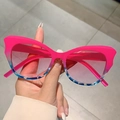 Cat eye sunglasses featuring a gradient rose pink to blue patterned acetate frame - Pink Blue Gradient Leopard Frame Gradient Pink Lens