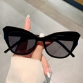 Women's black oversized cat-eye sunglasses with thick glossy frames and dark grey lenses - Black Frame Grey Lens (WF1221)
