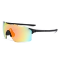 Outdoor sports sunglasses with orange-yellow gradient colorful lenses and black matte frame - Red Mirror Lens (Black Legs)