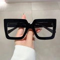 Occhiali anti luce blu quadrati oversize con montatura in nero lucido audace - Montatura Nero Puro